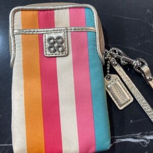 Coach Striped Rainbow Card Wristlet